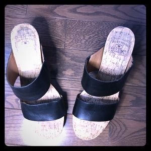 Lucky brand platform wedge sandals, size 9